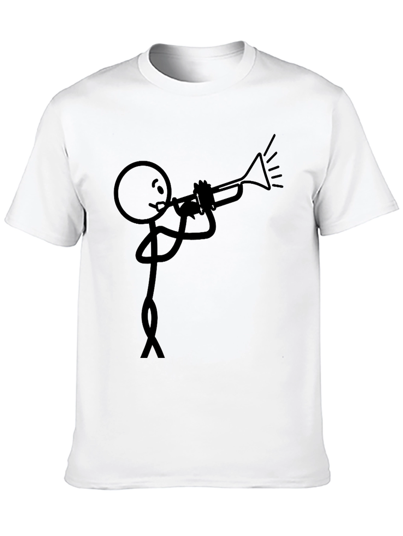 Stick Figure Trumpet Player Black T-Shirt