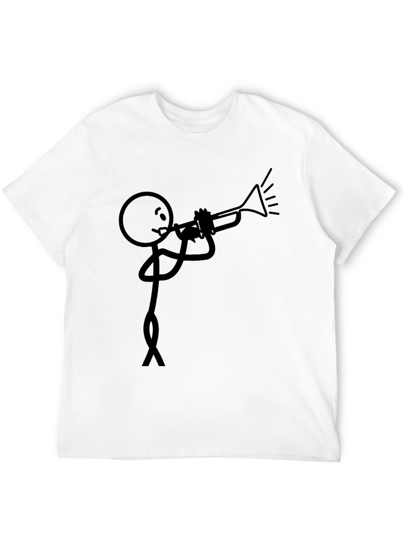 Stick Figure Trumpet Player Black T-Shirt