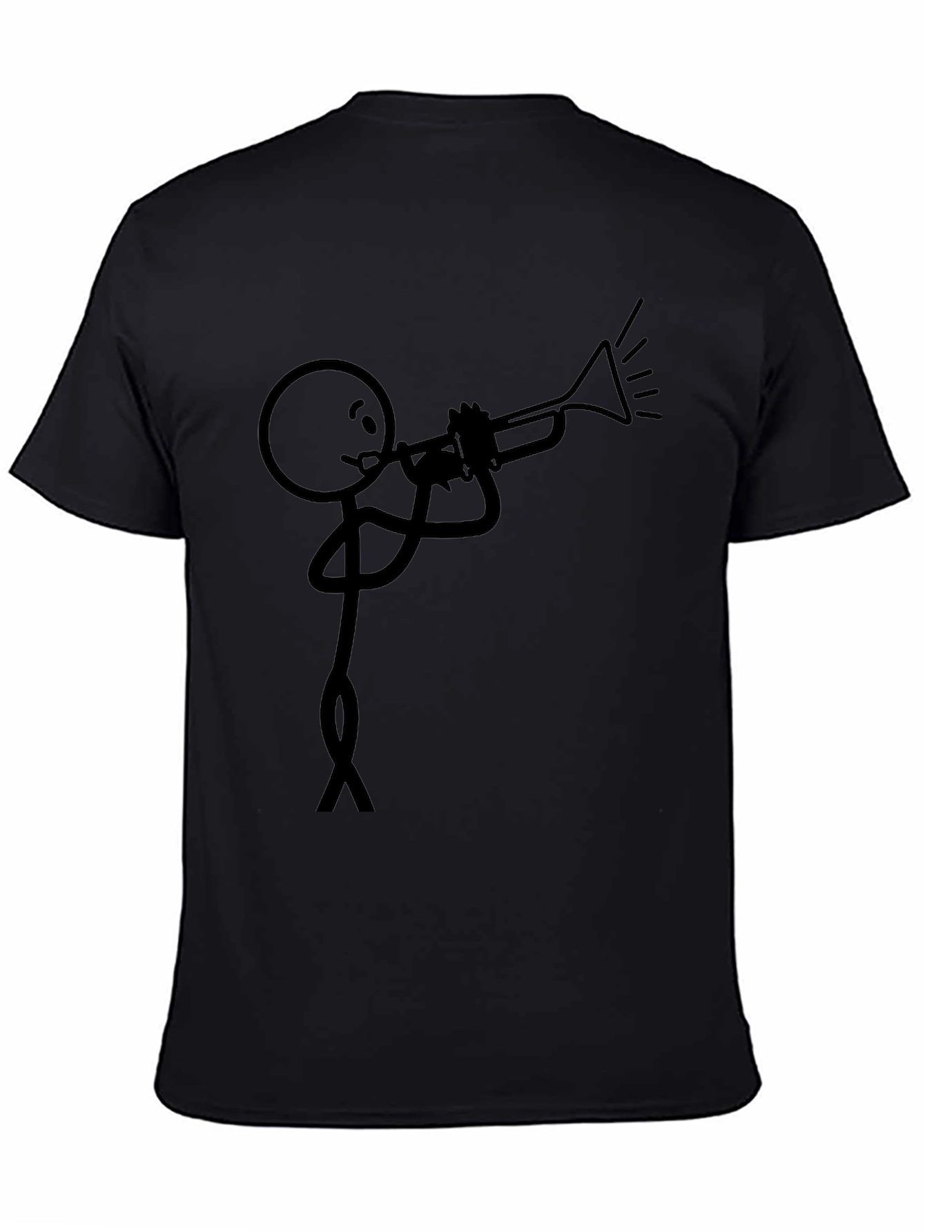 Stick Figure Trumpet Player Black T-Shirt