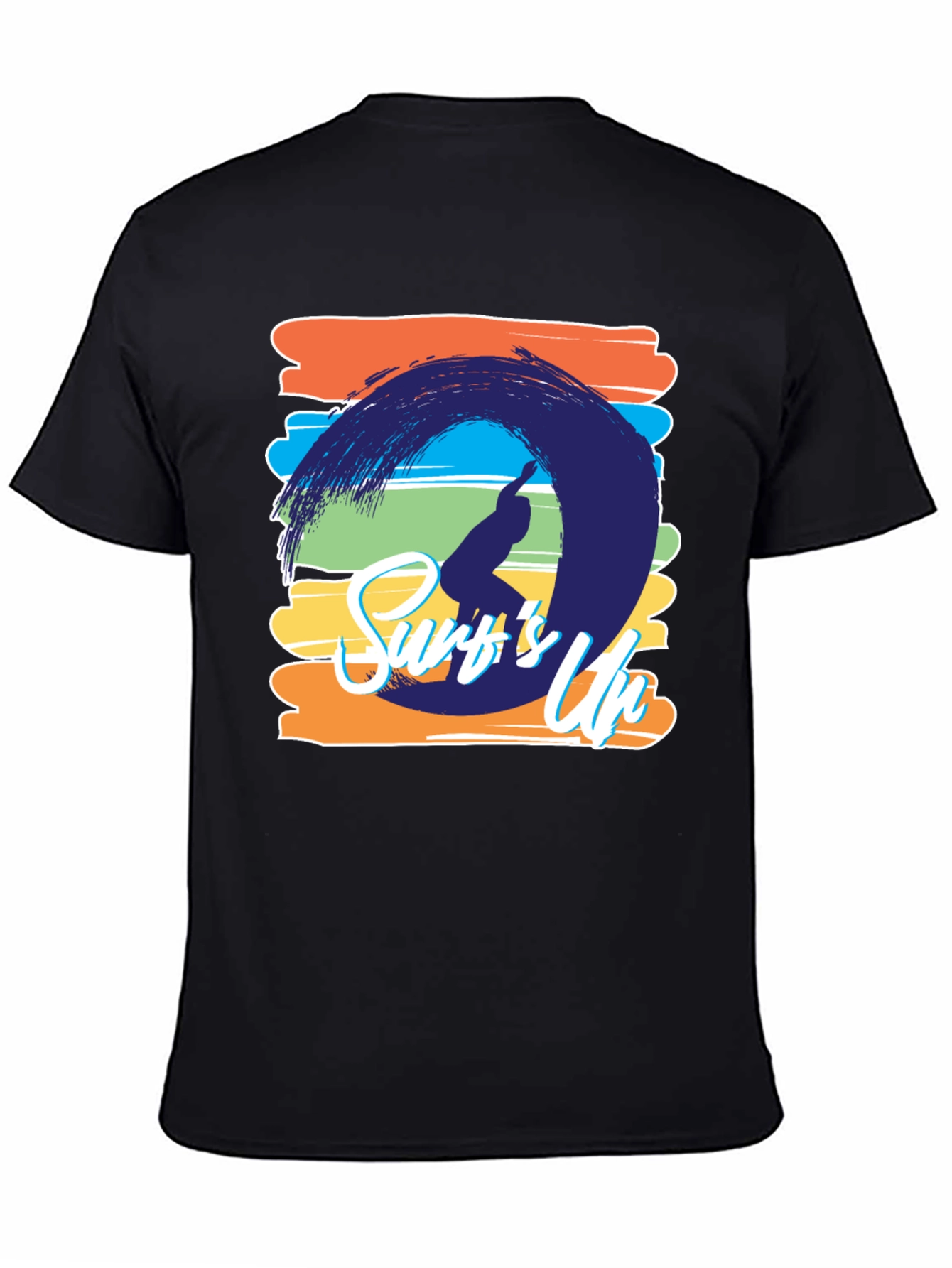Surfs Up Graphic Tee - Black Cotton T-Shirt