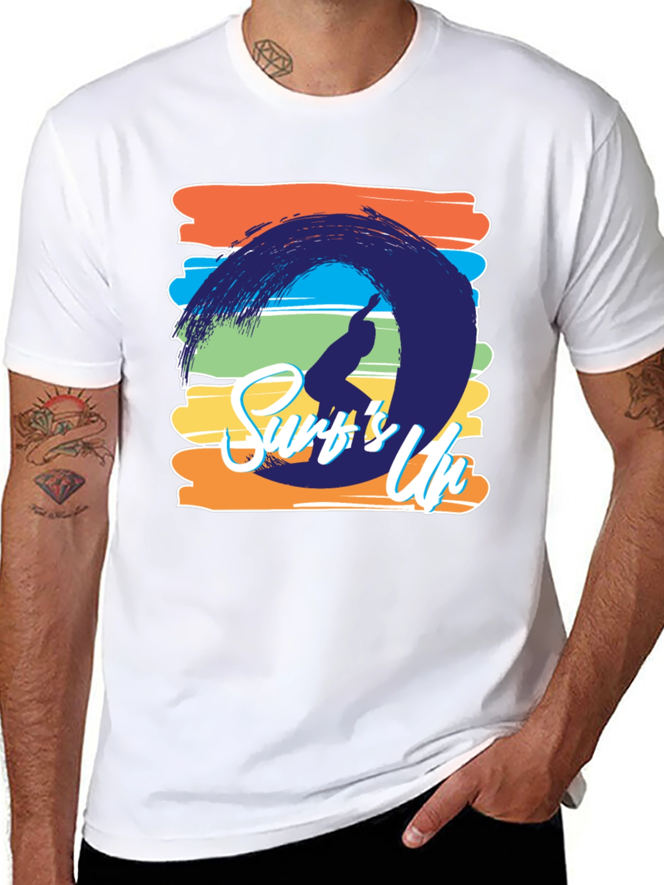Surfs Up Graphic Tee - Black Cotton T-Shirt