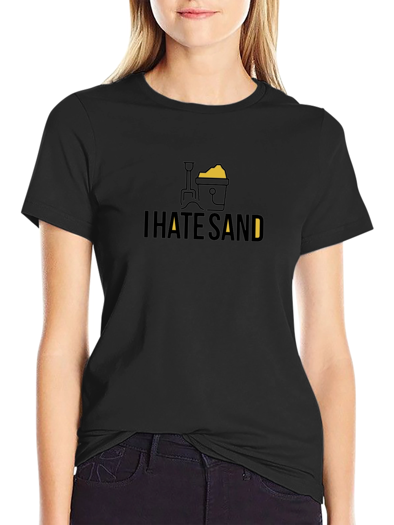 I Hate Sand Black Graphic Tee