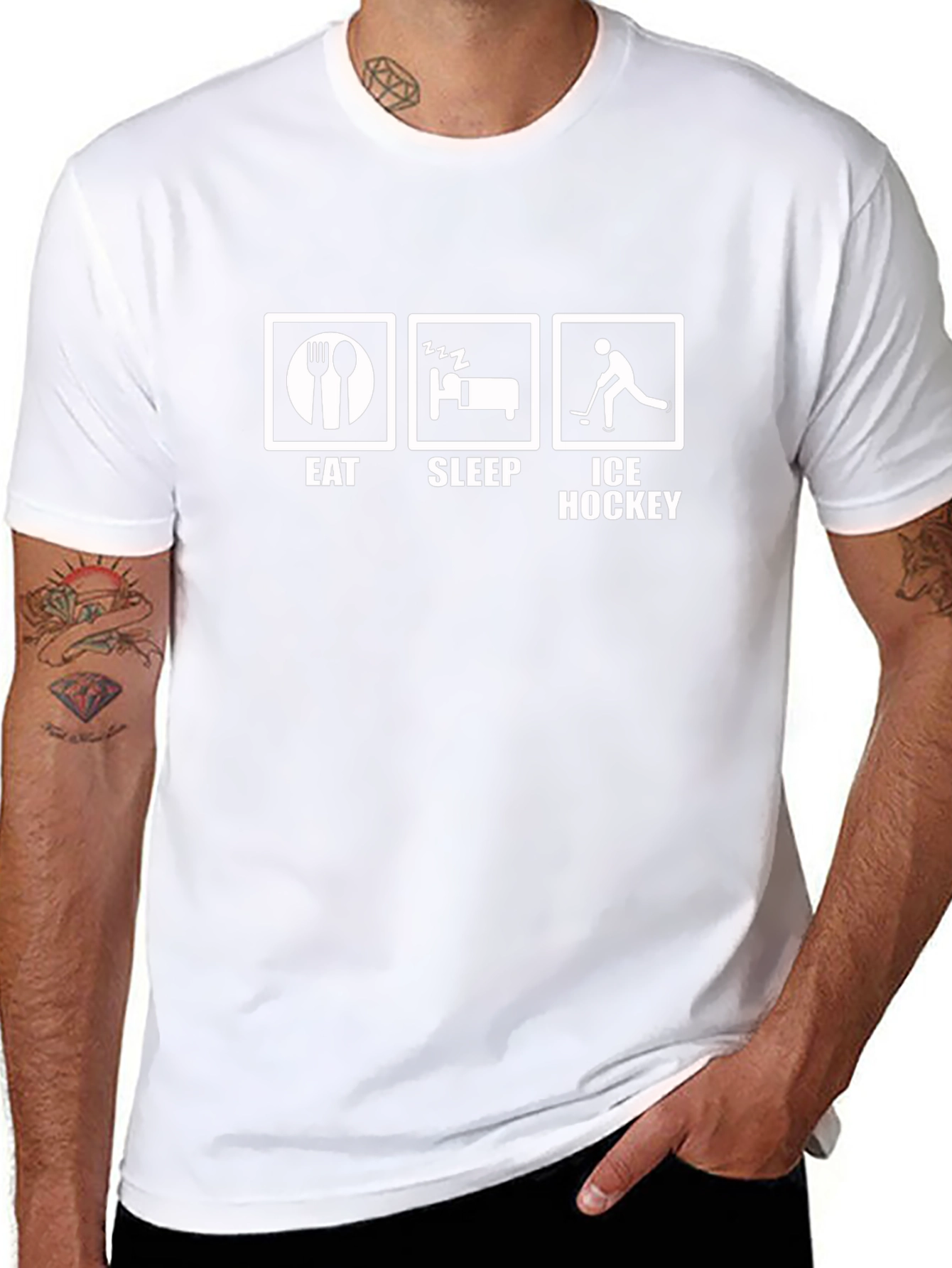 Eat Sleep Ice Hockey T-Shirt - Black Cotton Tee