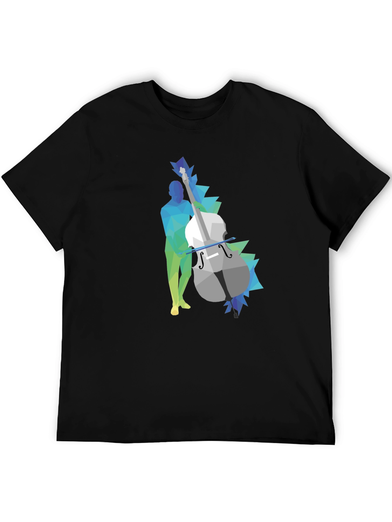 Geometric Bass Player Graphic Tee - Modern Art Style