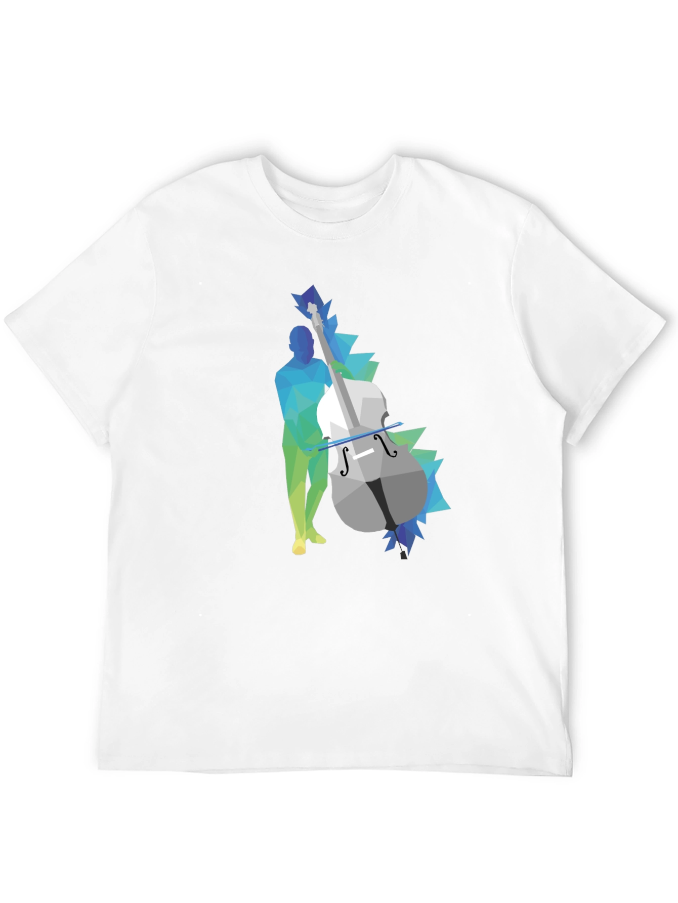Geometric Bass Player Graphic Tee - Modern Art Style