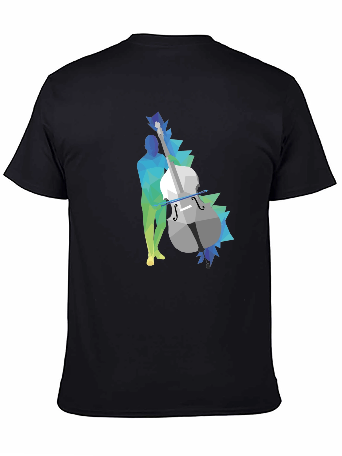 Geometric Bass Player Graphic Tee - Modern Art Style
