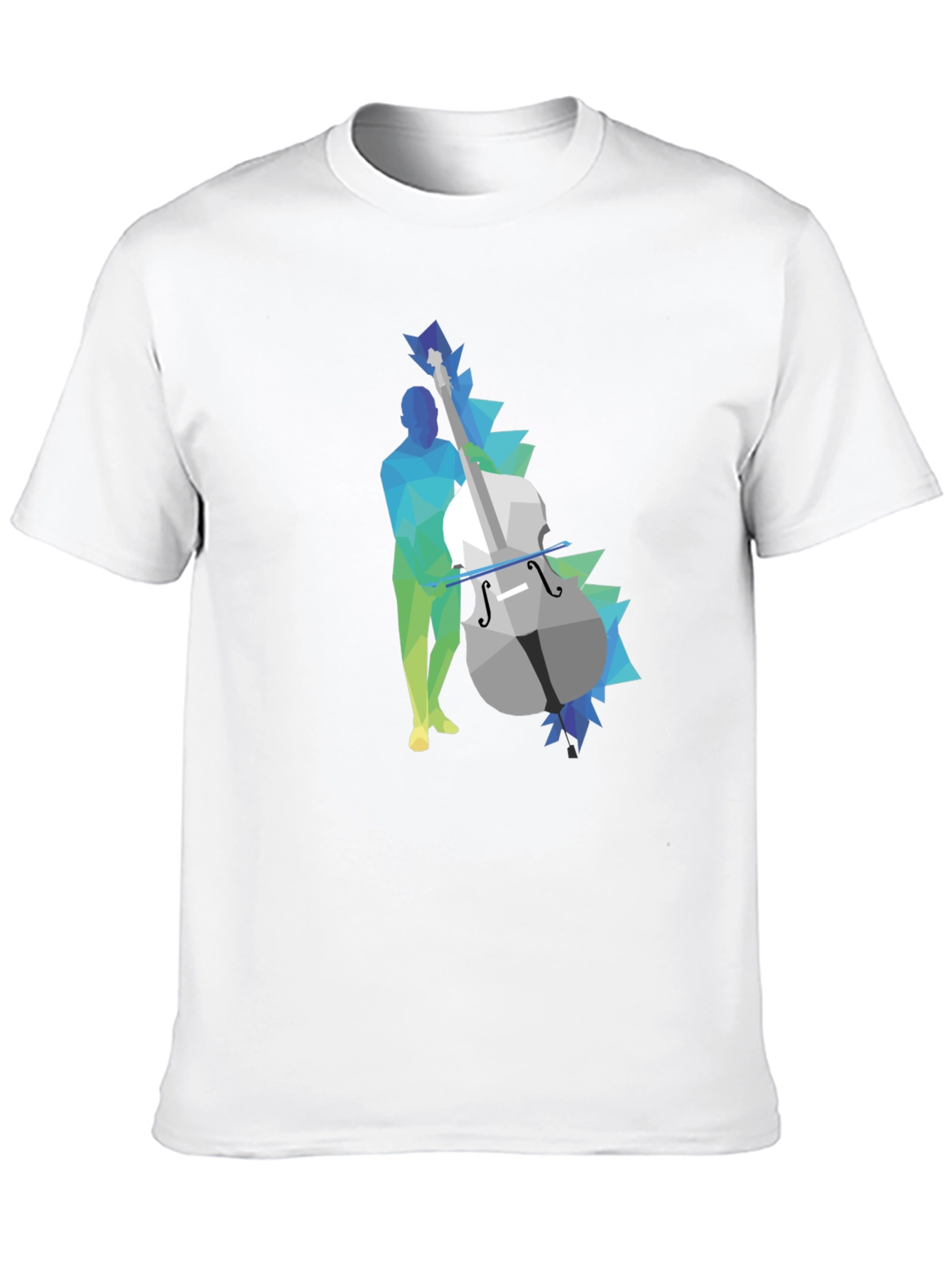 Geometric Bass Player Graphic Tee - Modern Art Style