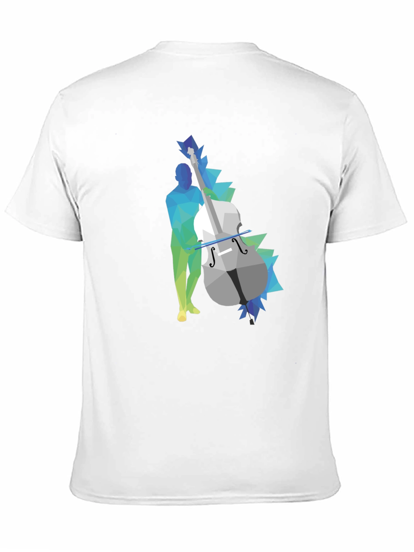 Geometric Bass Player Graphic Tee - Modern Art Style