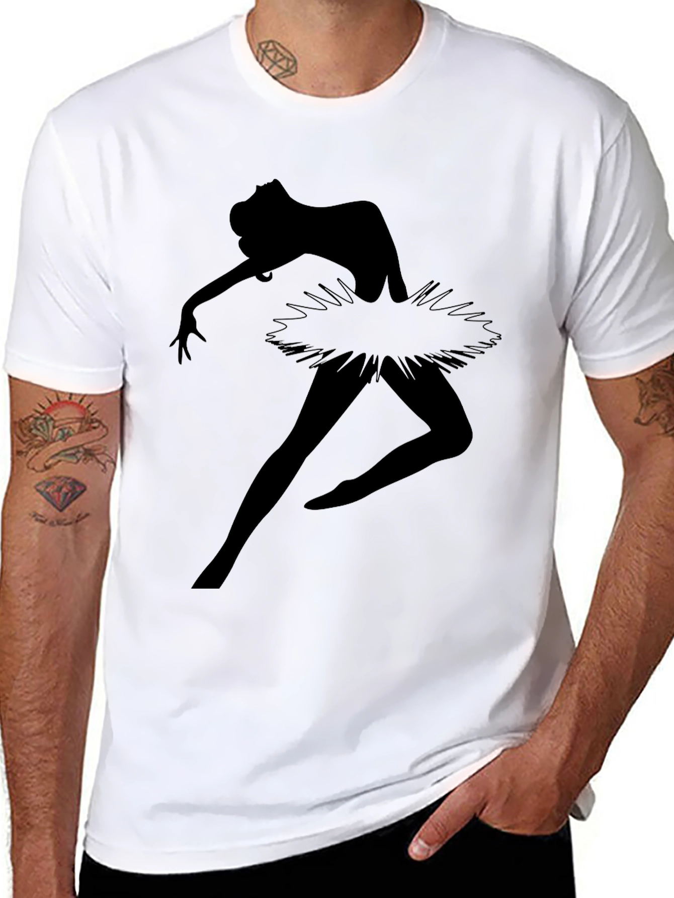 Ballerina Silhouette Graphic Tee - Mens Black T-Shirt