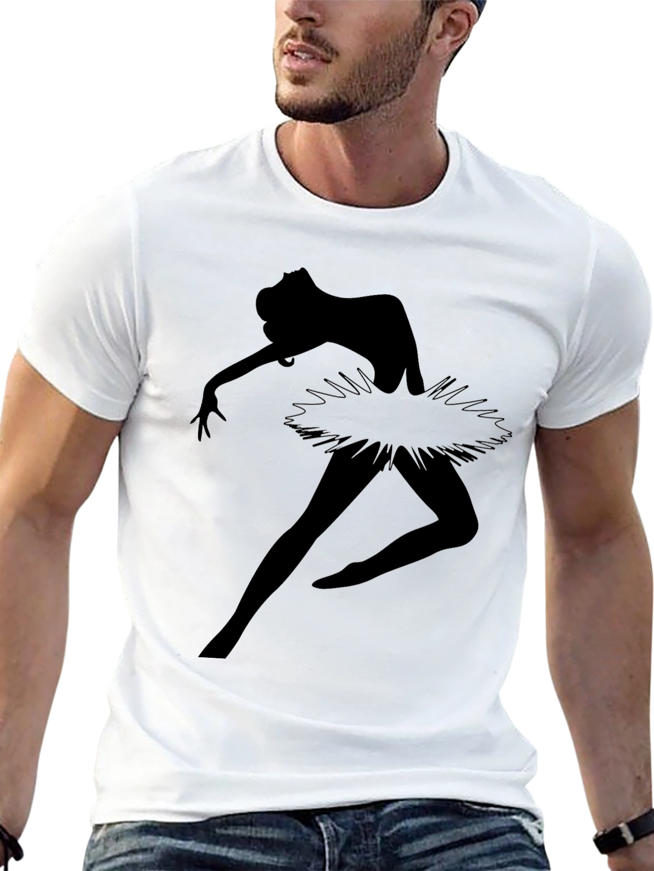 Ballerina Silhouette Graphic Tee - Mens Black T-Shirt