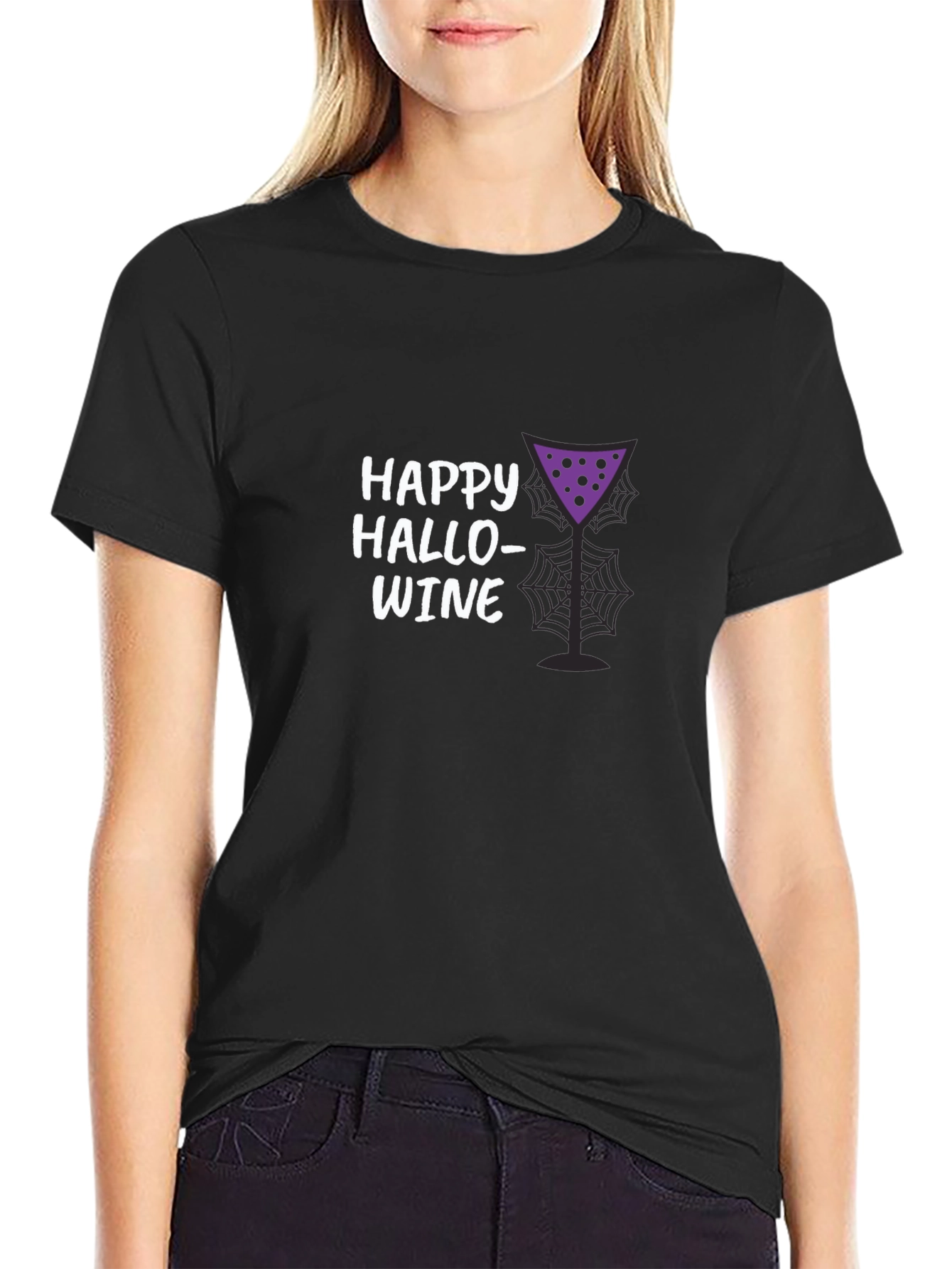 Happy Hallowine T-Shirt - Halloween Wine Lover Tee