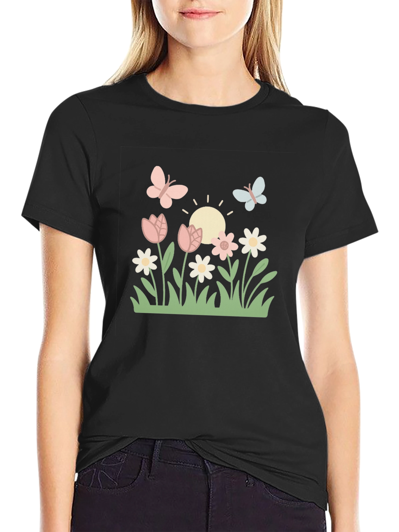 Floral Garden Graphic T-Shirt Cute Summer Tee