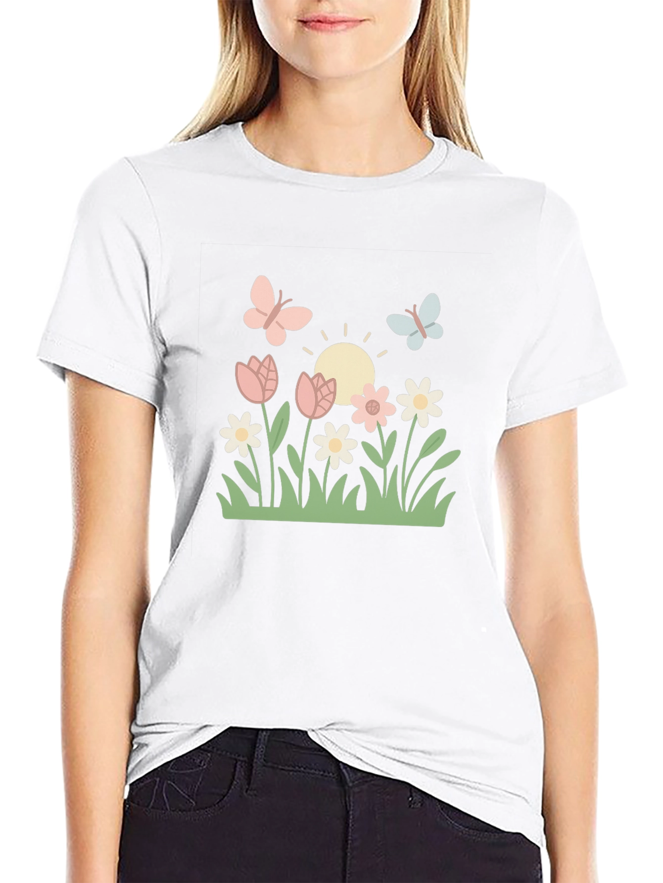 Floral Garden Graphic T-Shirt Cute Summer Tee