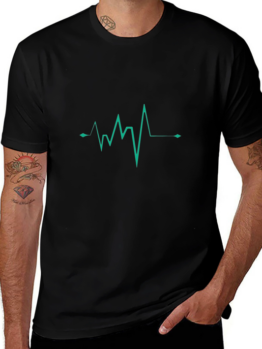 Heartbeat Graphic Tee - Stylish Mens Black T-Shirt