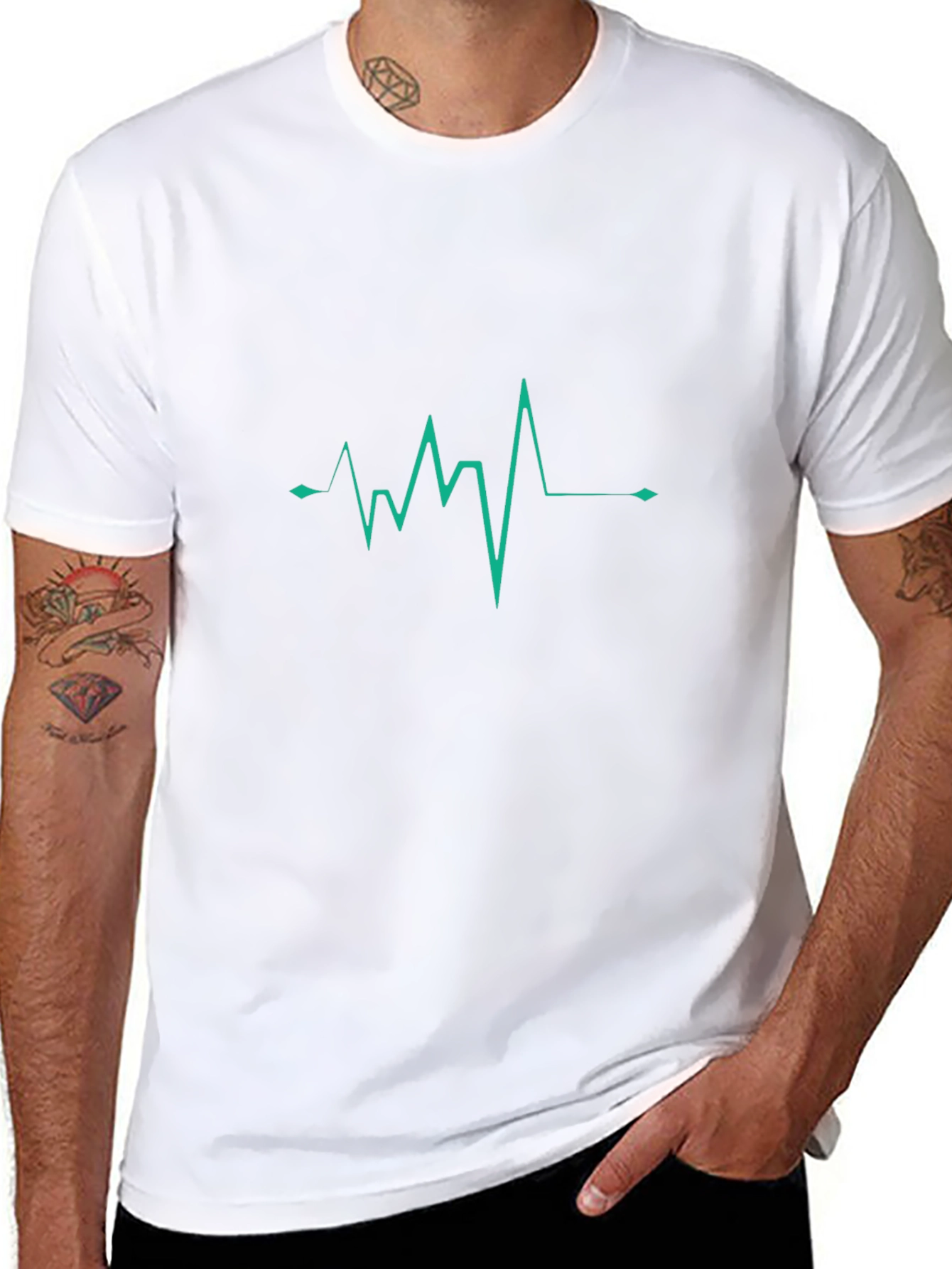 Heartbeat Graphic Tee - Stylish Mens Black T-Shirt
