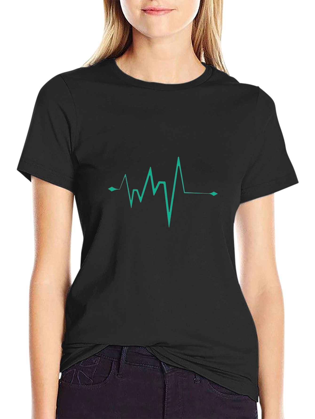 Heartbeat Graphic Tee - Stylish Mens Black T-Shirt