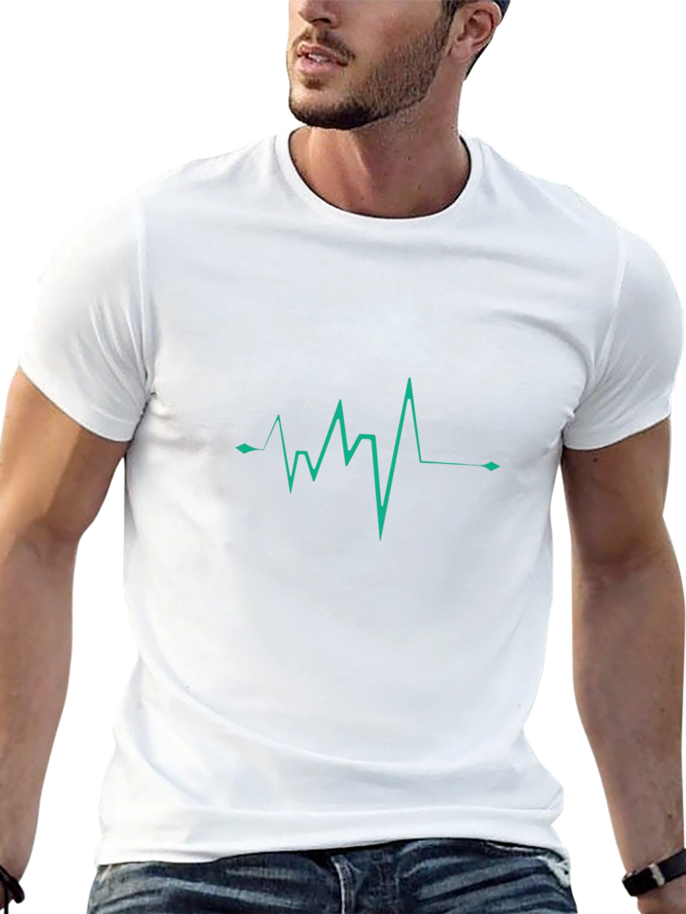 Heartbeat Graphic Tee - Stylish Mens Black T-Shirt