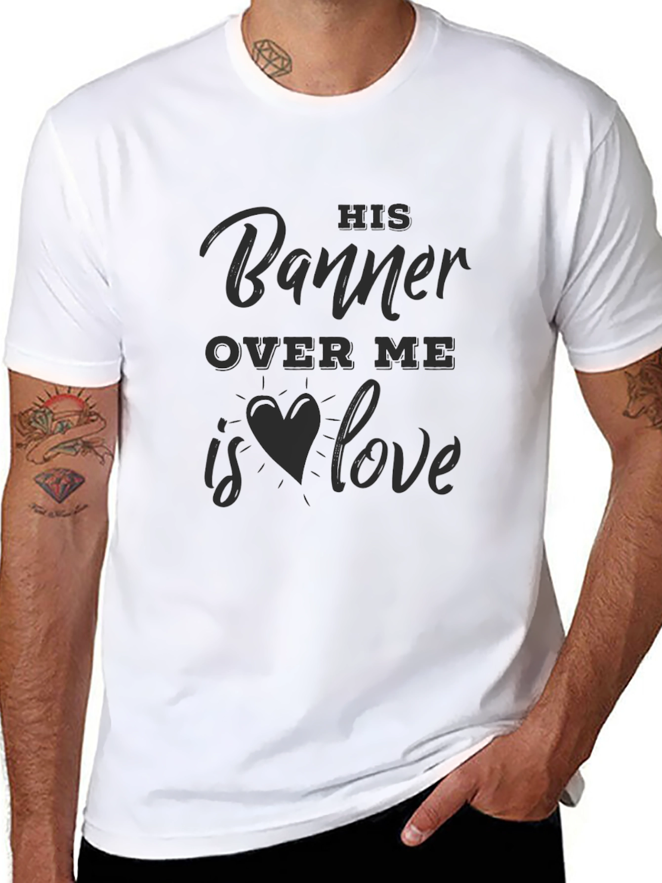 His Banner Over Me Love Heart T-Shirt