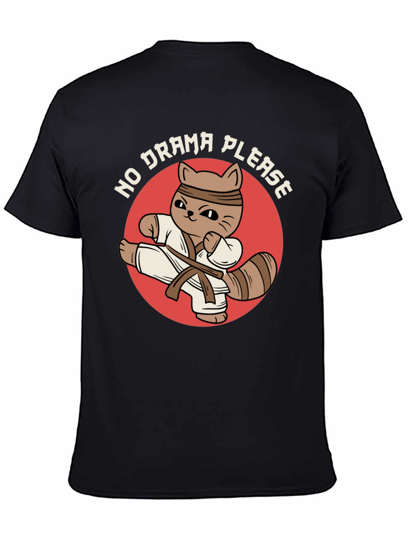 Funny Karate Cat T-Shirt - No Drama Please!