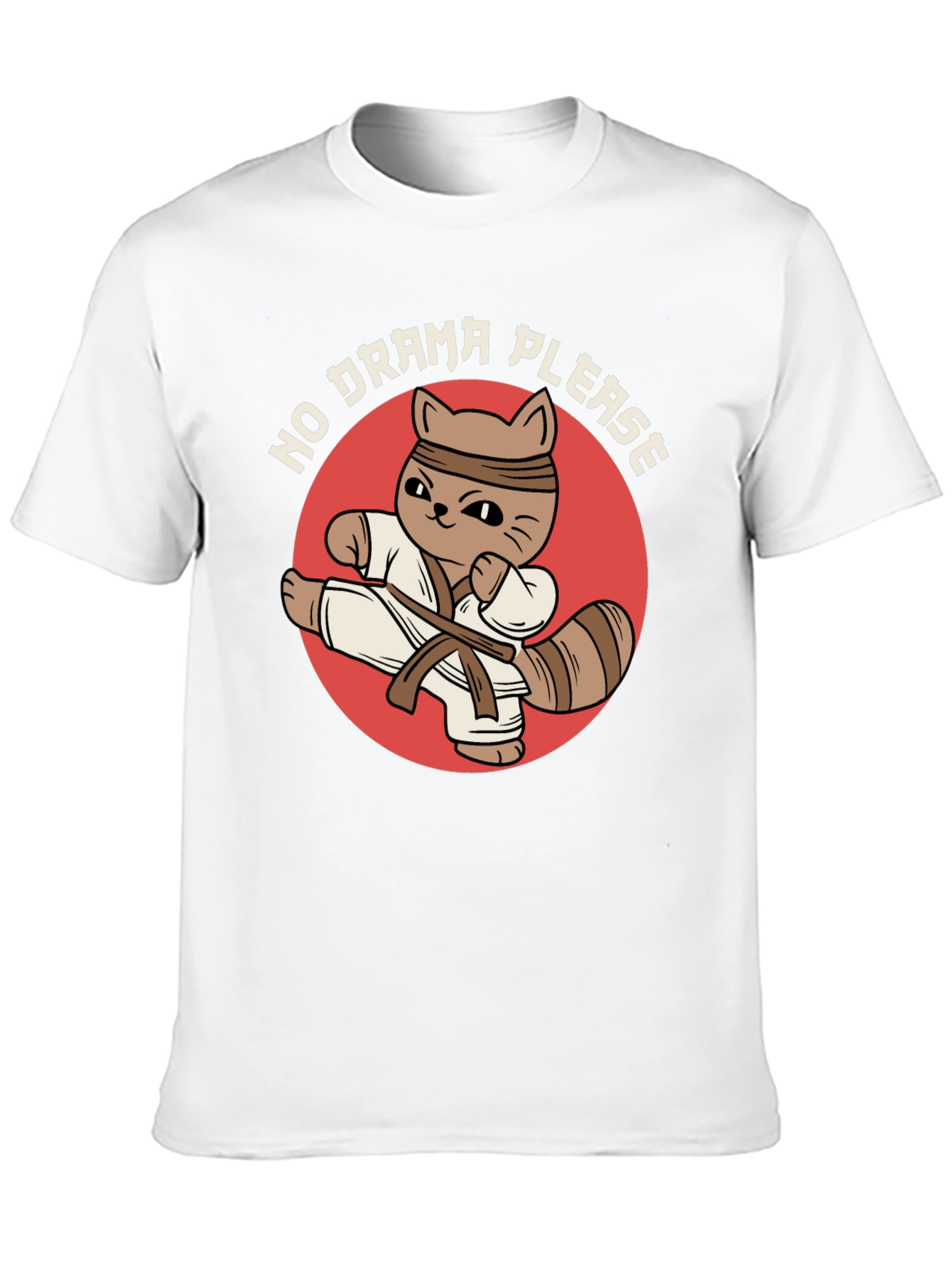 Funny Karate Cat T-Shirt - No Drama Please!
