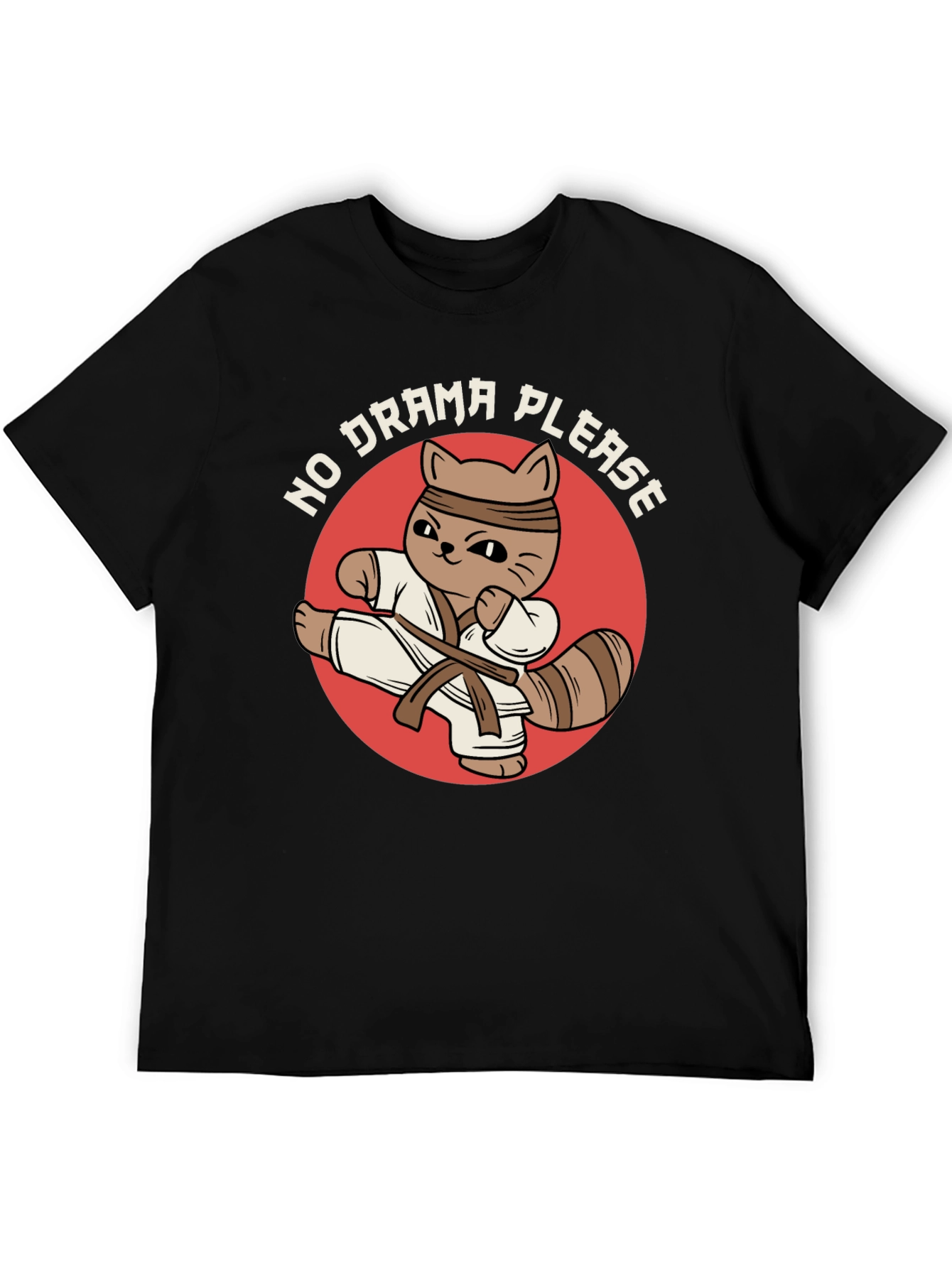 Funny Karate Cat T-Shirt - No Drama Please!