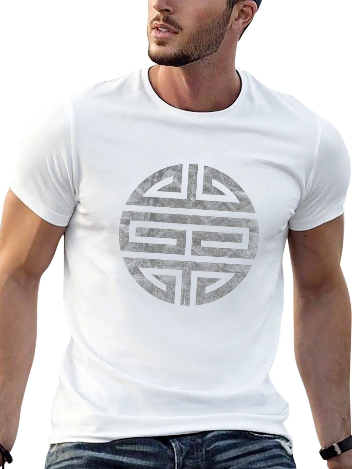 Stylish Black T-Shirt with Geometric Circle Design