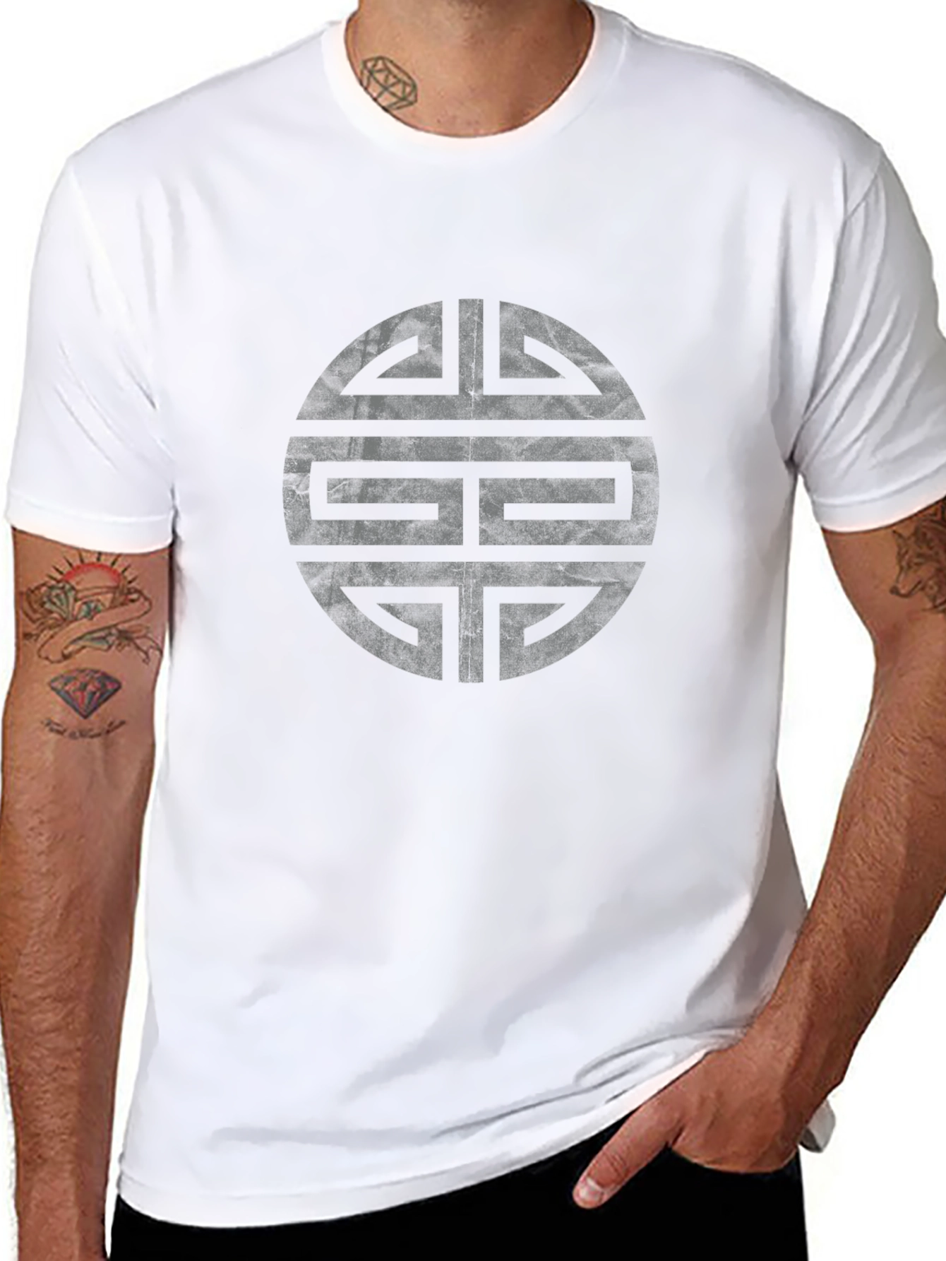Stylish Black T-Shirt with Geometric Circle Design