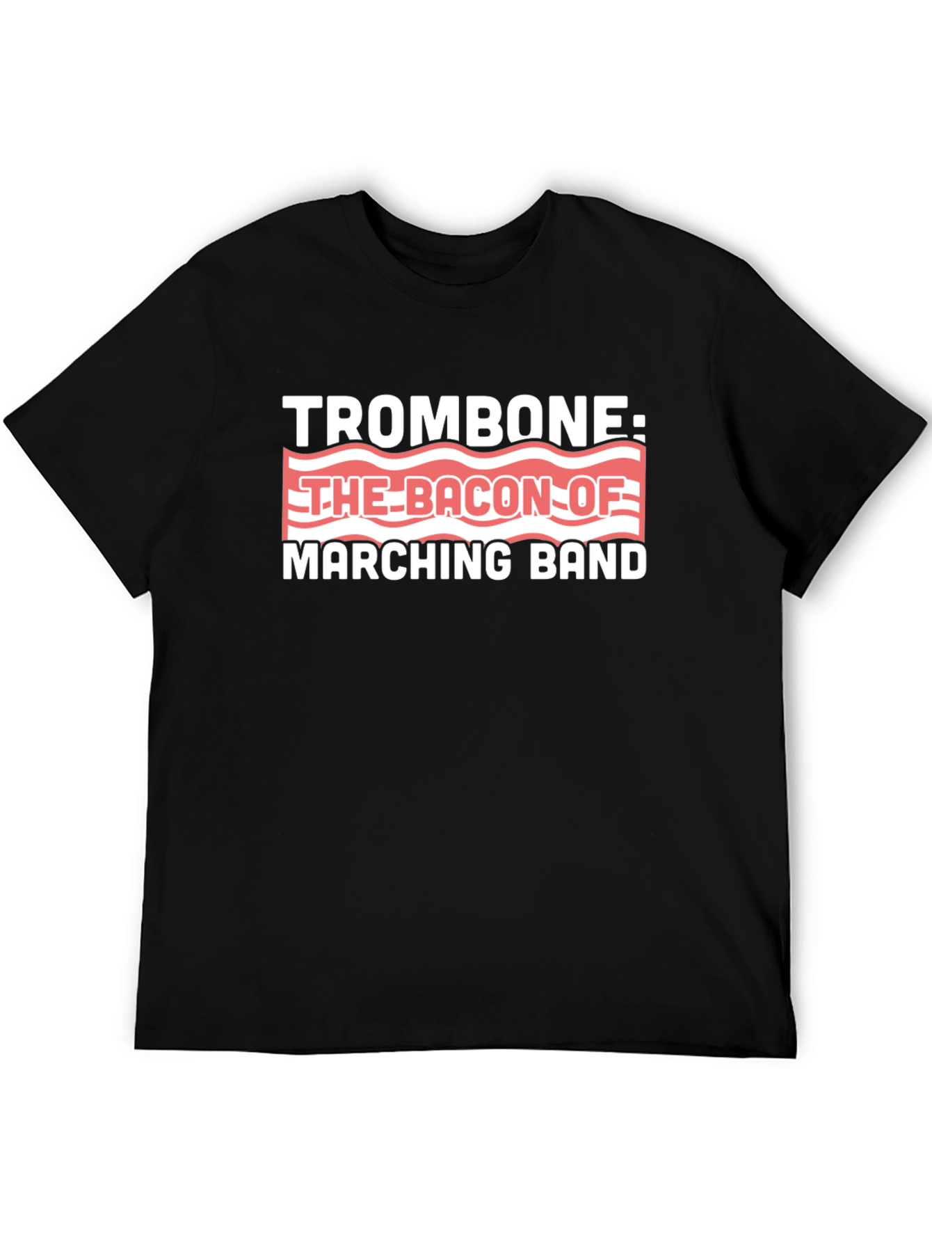 Trombone Bacon Marching Band Black Graphic T-Shirt