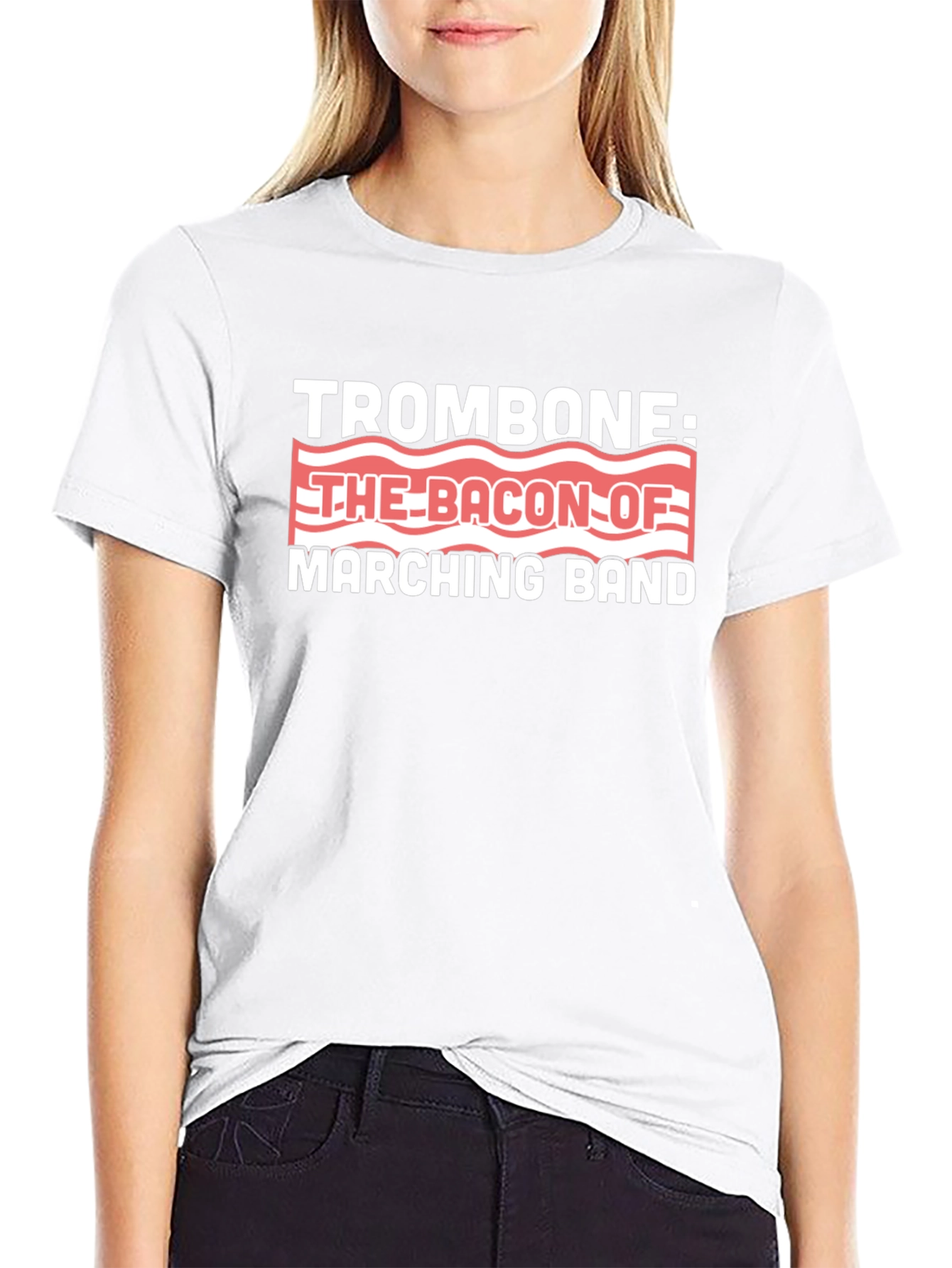 Trombone Bacon Marching Band Black Graphic T-Shirt