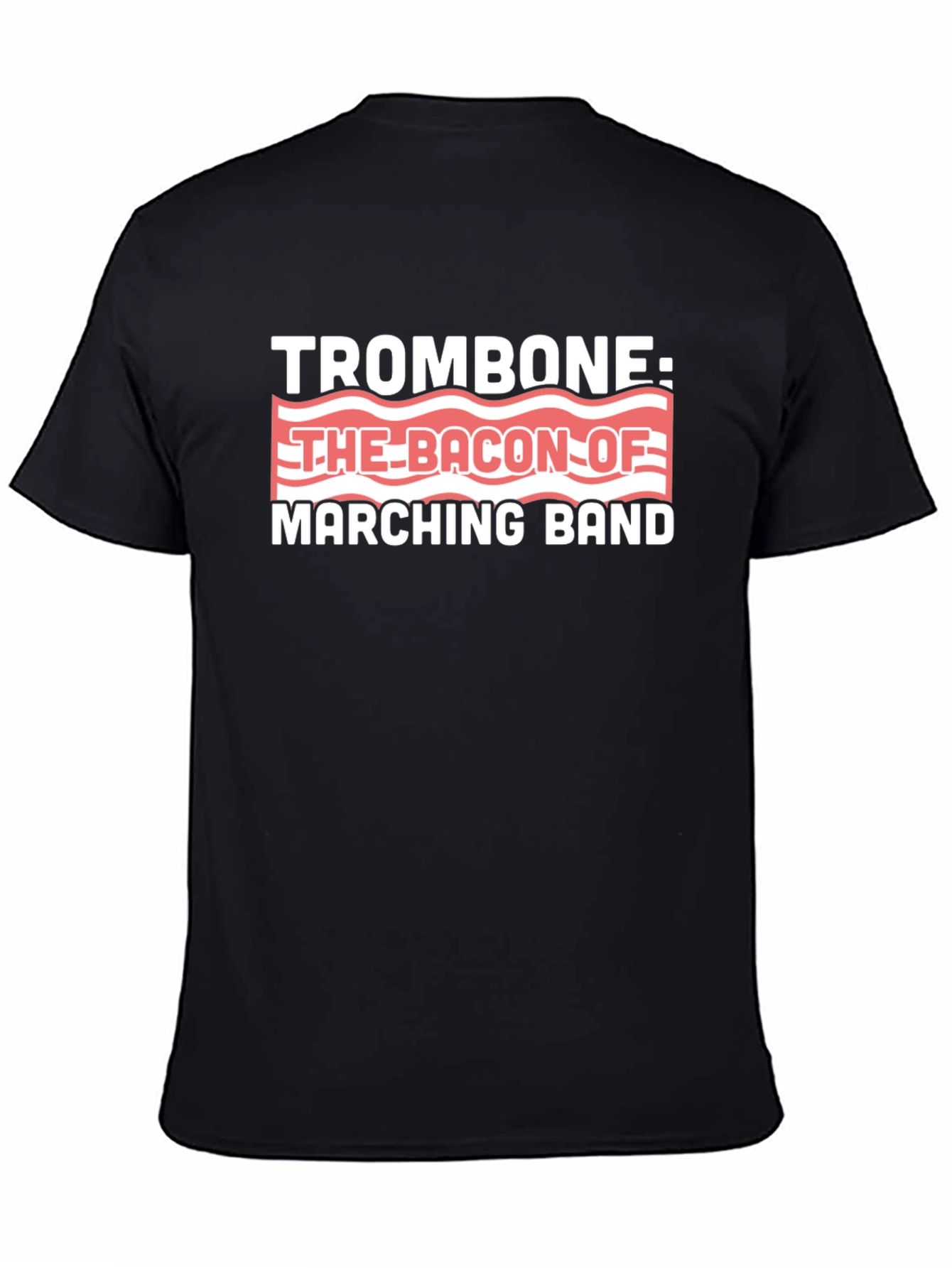 Trombone Bacon Marching Band Black Graphic T-Shirt
