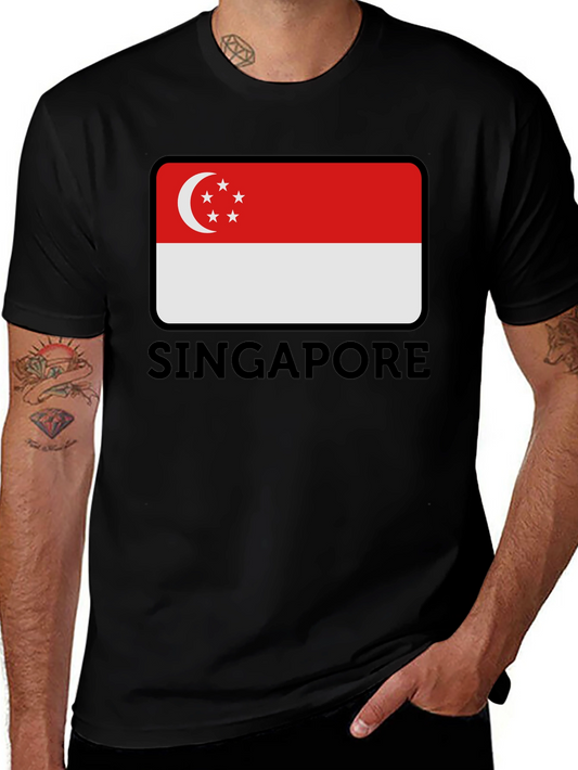 Singapore Flag T-Shirt - Black Graphic Tee