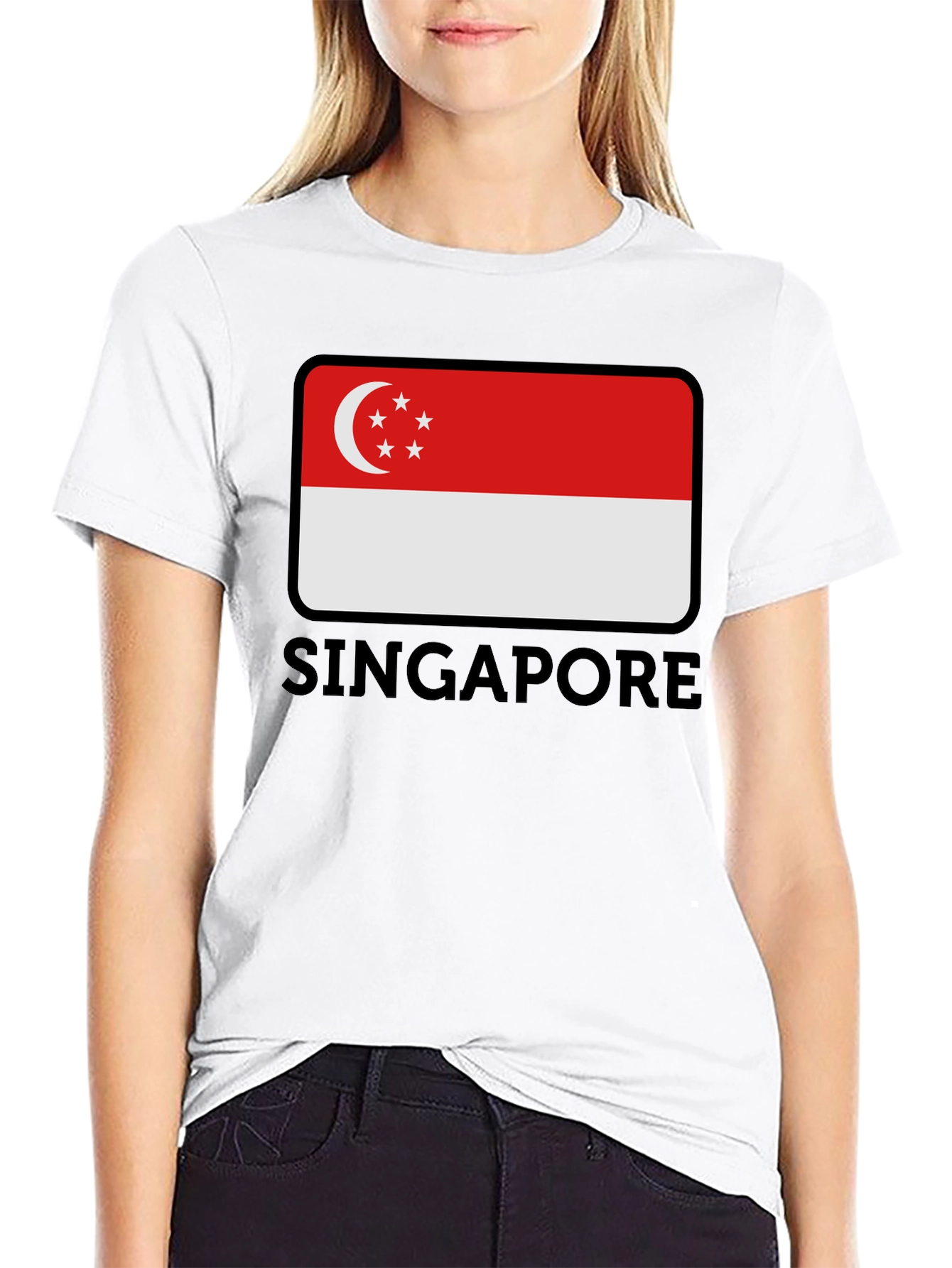 Singapore Flag T-Shirt - Black Graphic Tee