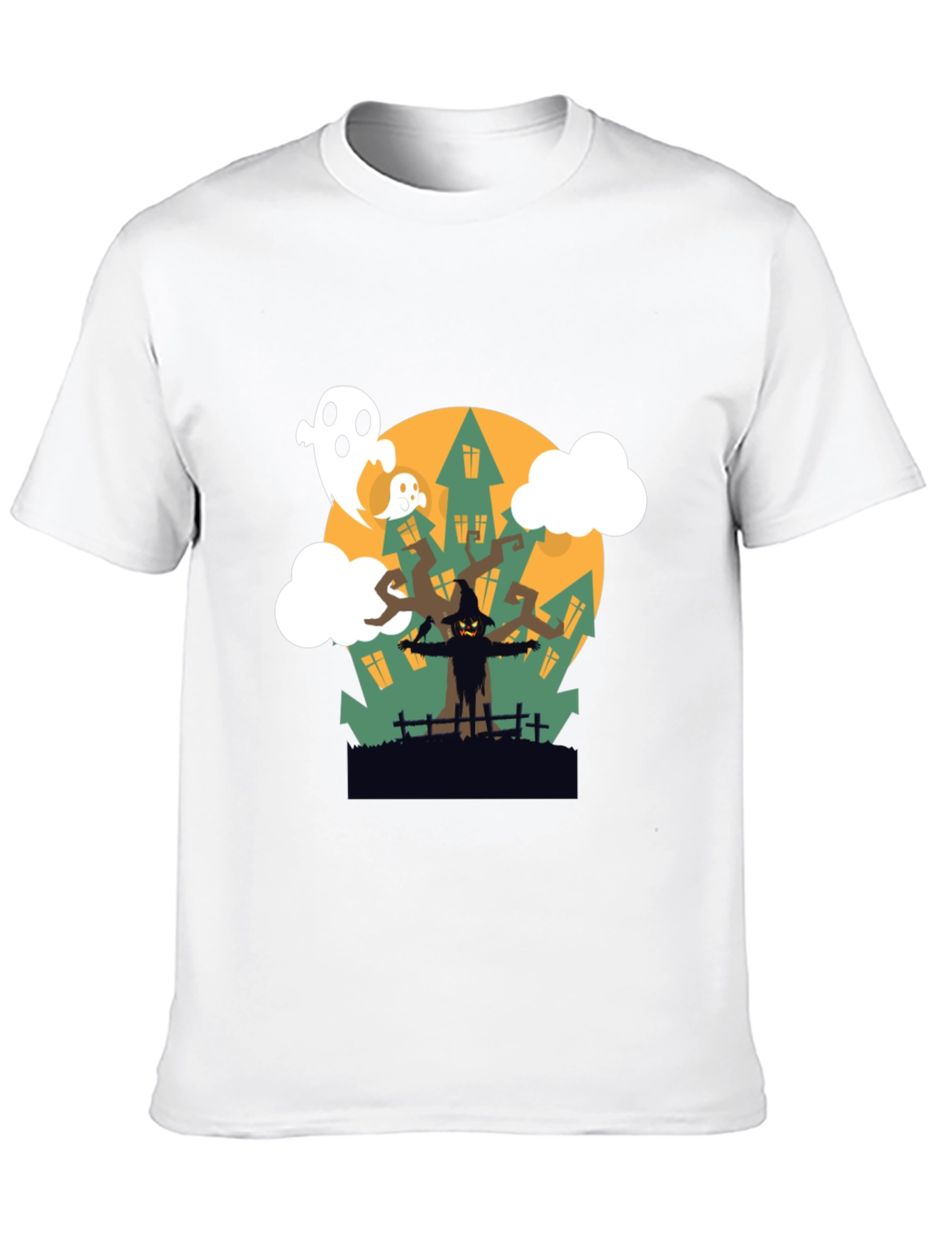Halloween Scarecrow & Ghost Graphic Tee