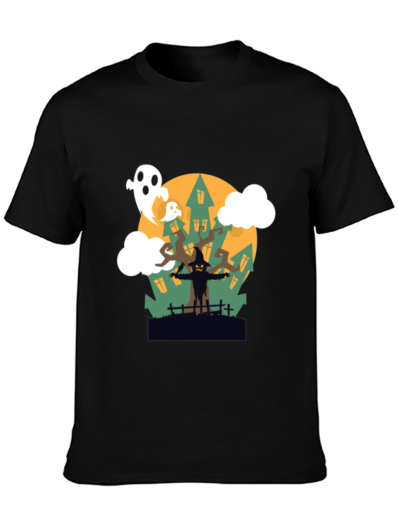 Halloween Scarecrow & Ghost Graphic Tee