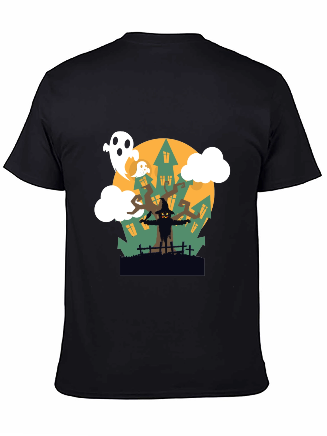 Halloween Scarecrow & Ghost Graphic Tee