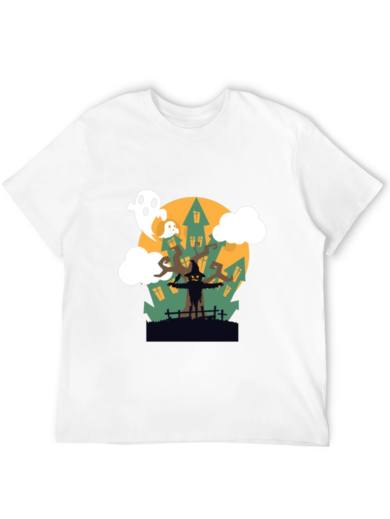 Halloween Scarecrow & Ghost Graphic Tee