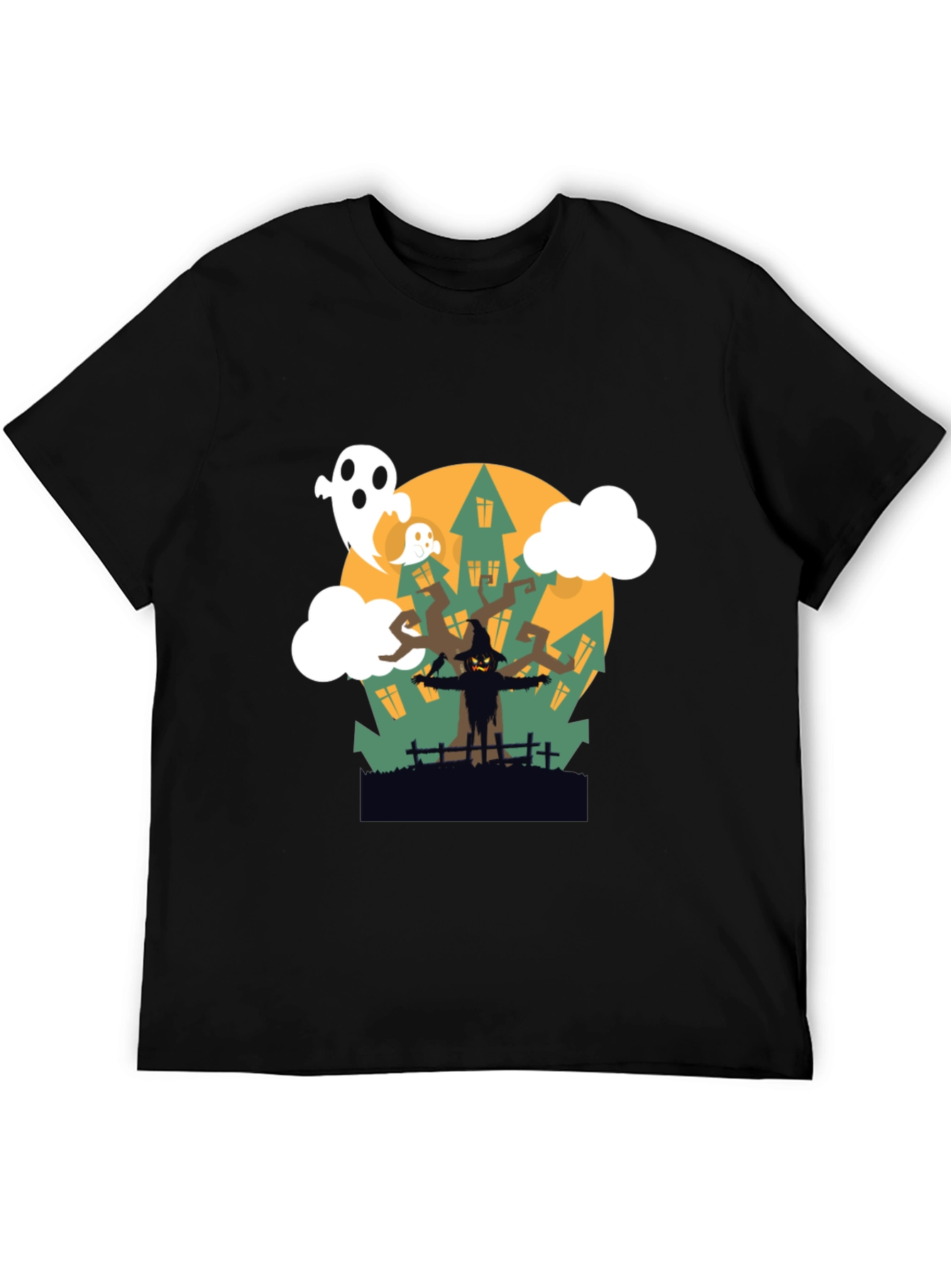 Halloween Scarecrow & Ghost Graphic Tee