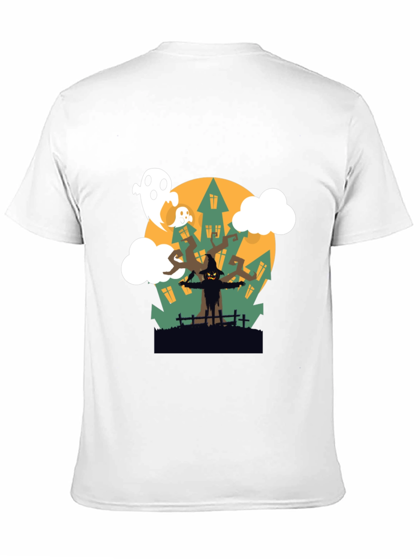 Halloween Scarecrow & Ghost Graphic Tee