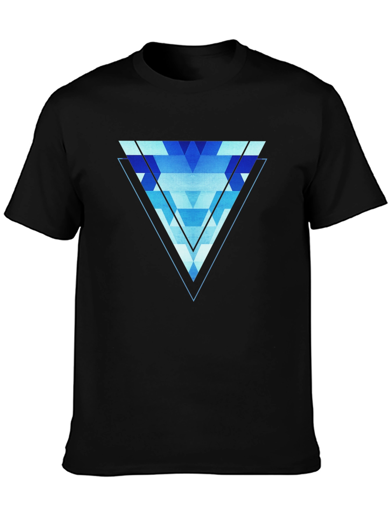 Geometric Blue Triangle Graphic Tee
