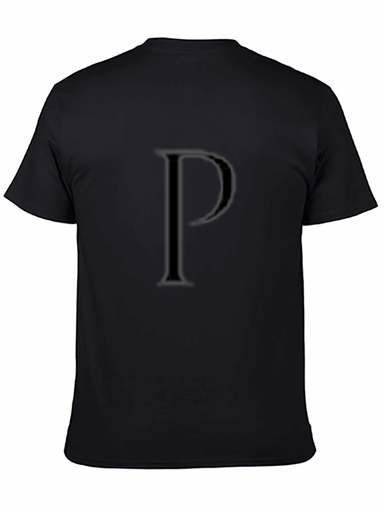Mens Black T-Shirt with Embossed Letter P