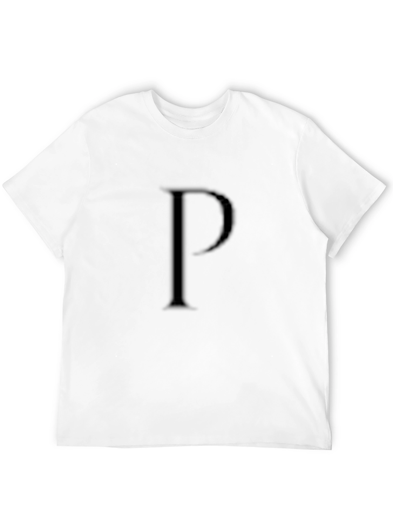 Mens Black T-Shirt with Embossed Letter P