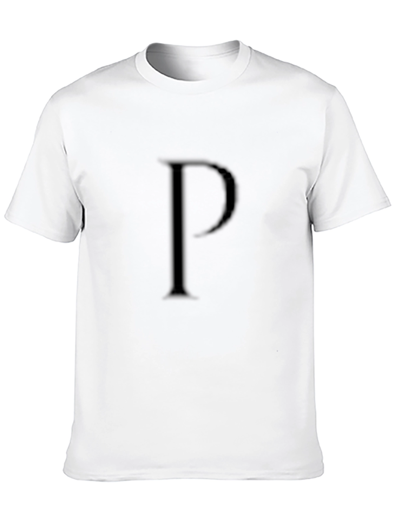 Mens Black T-Shirt with Embossed Letter P