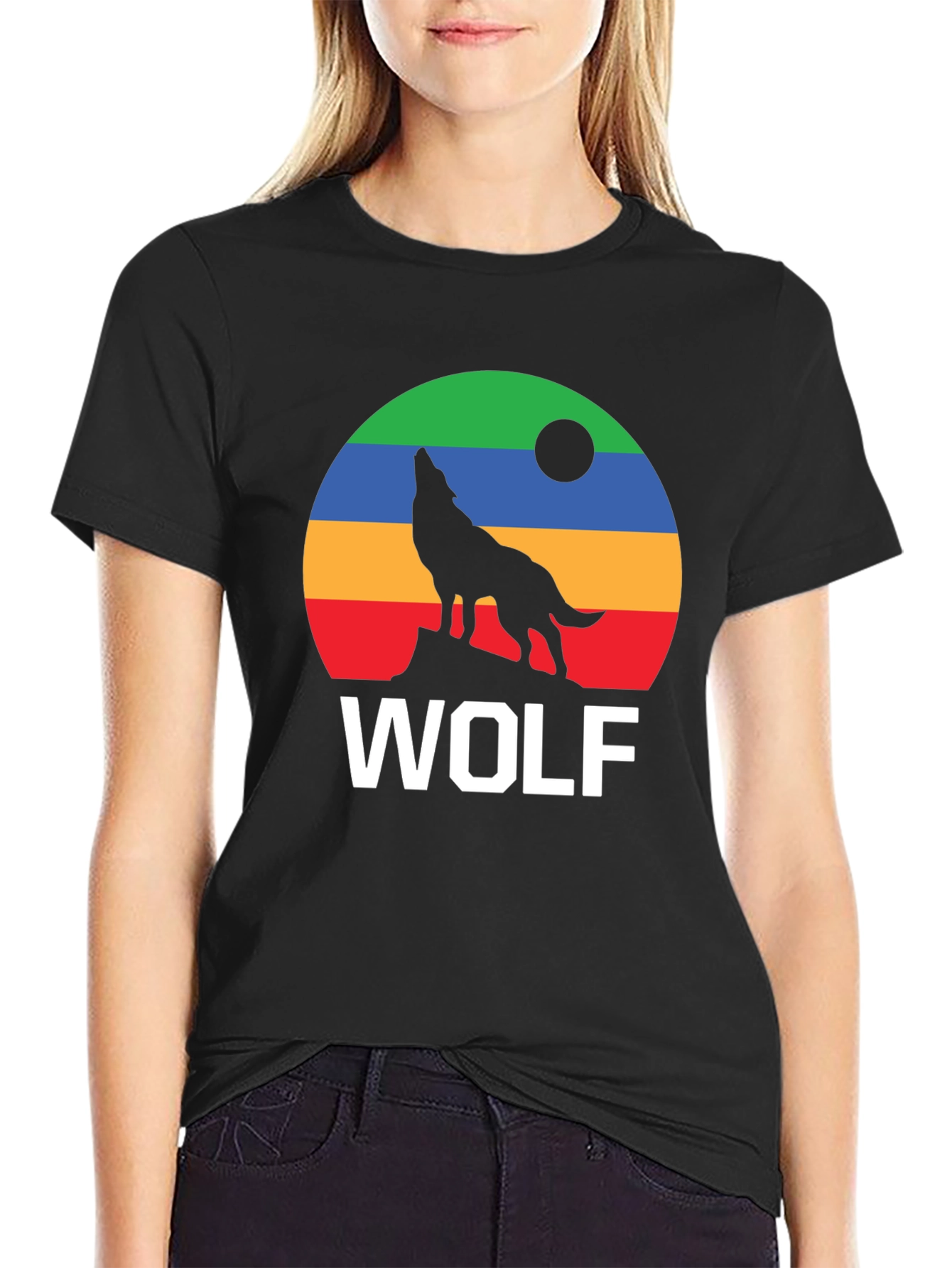 Retro Wolf Howling Moon T-Shirt