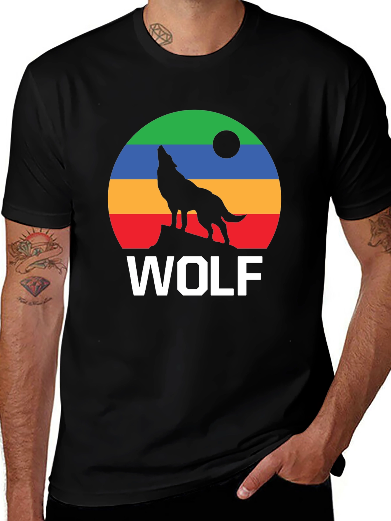Retro Wolf Howling Moon T-Shirt