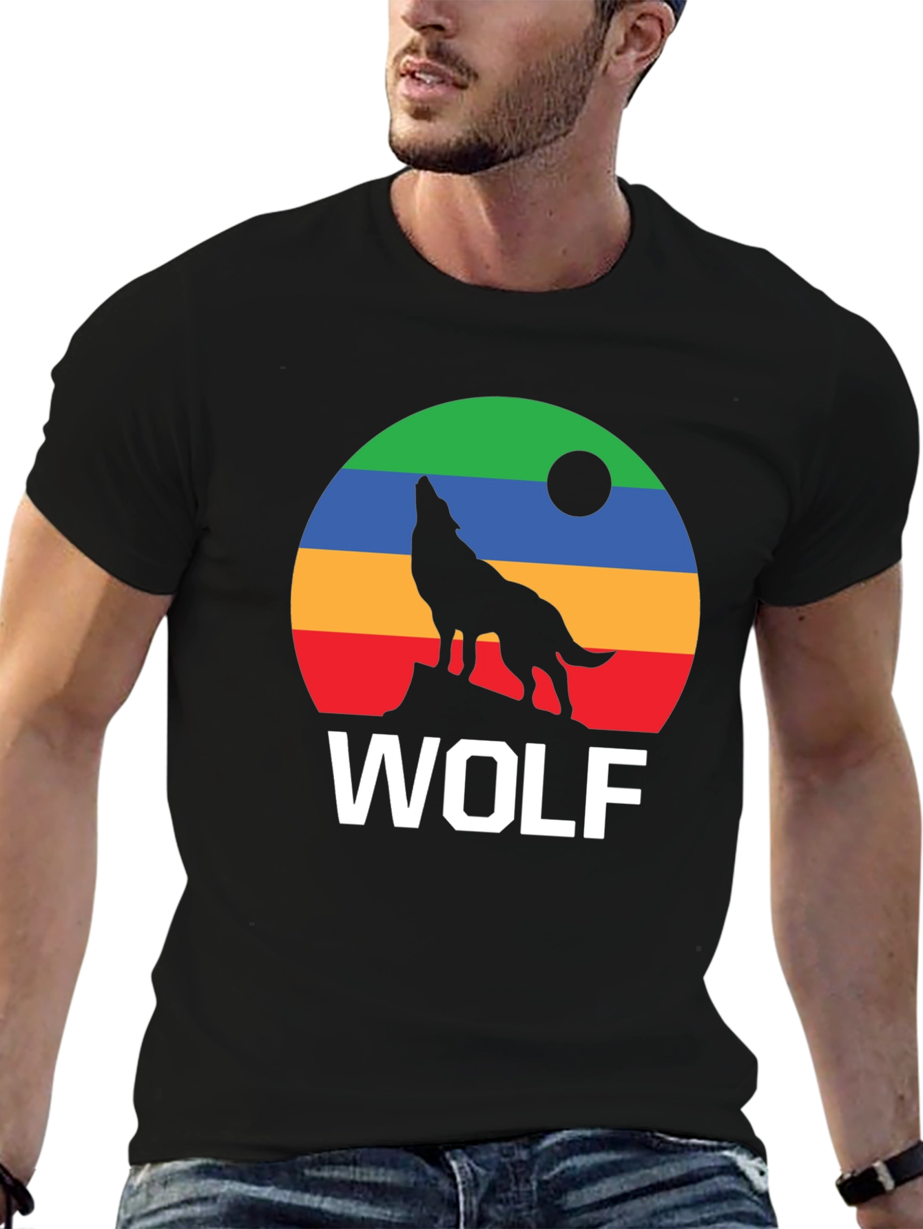 Retro Wolf Howling Moon T-Shirt