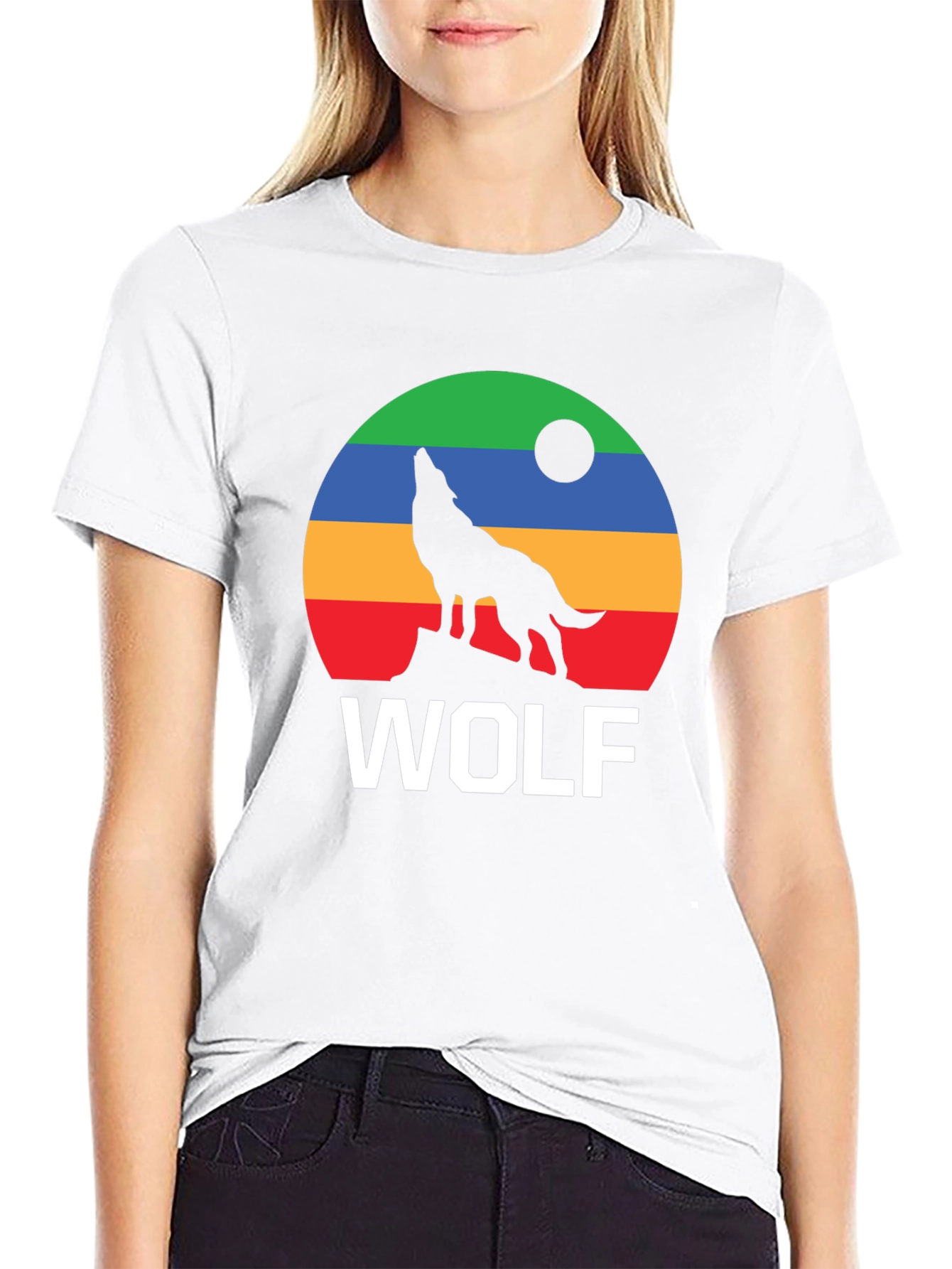 Retro Wolf Howling Moon T-Shirt