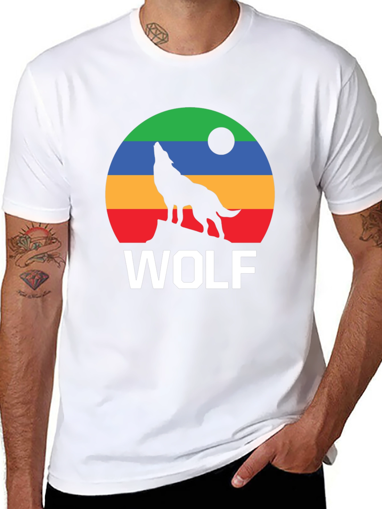 Retro Wolf Howling Moon T-Shirt