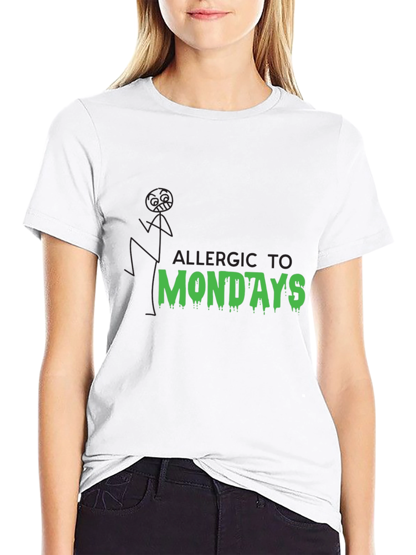 Allergic to Mondays Graphic Tee - Black Cotton Blend