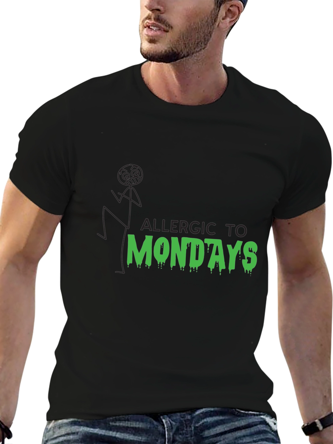 Allergic to Mondays Graphic Tee - Black Cotton Blend