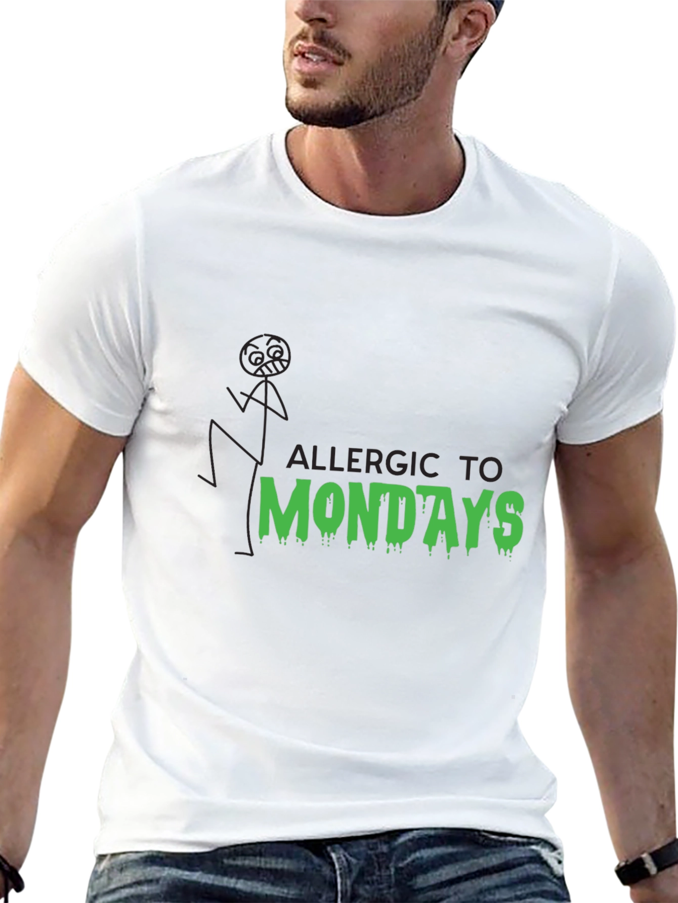 Allergic to Mondays Graphic Tee - Black Cotton Blend